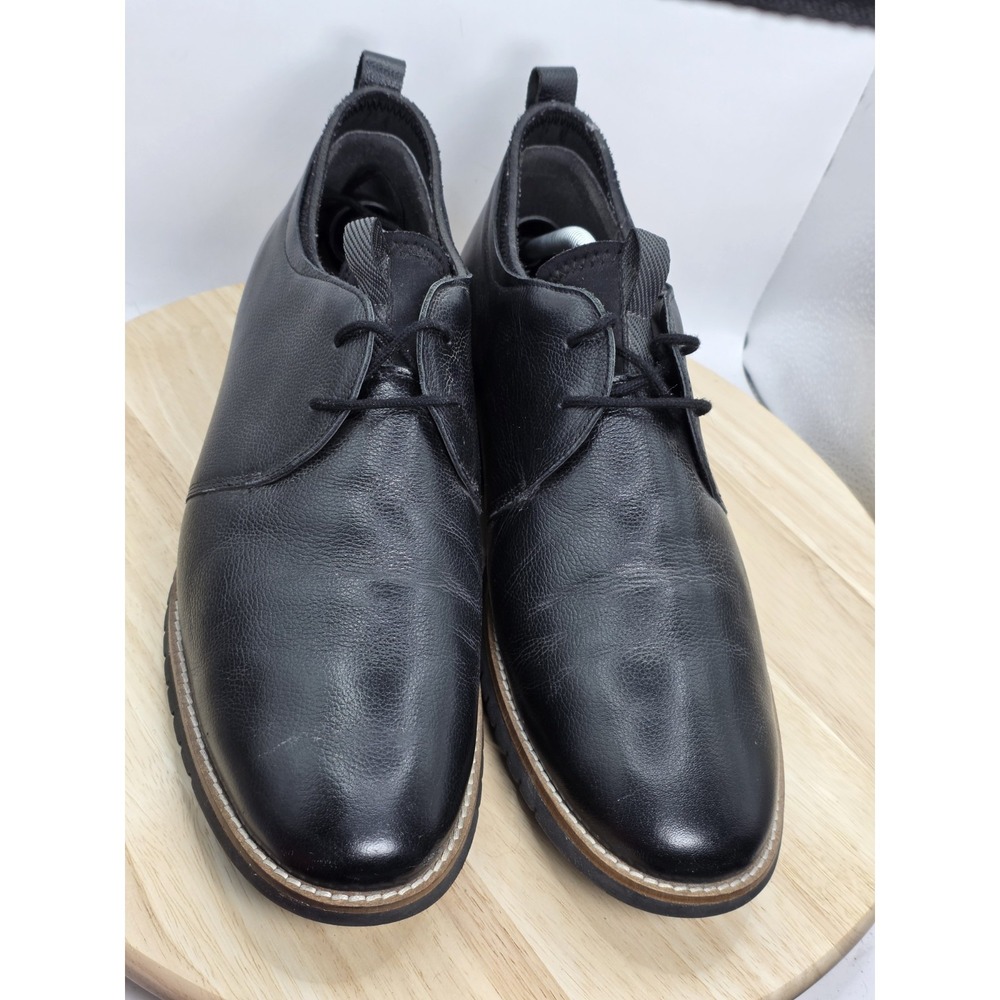Mens Size 12 - Hush Puppies Colby Oxford Black Solid Leather HMV10442-007 - Picture 4 of 10